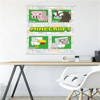 MINECRAFT - Jednostavan zidni poster za rešetku komičnog životinjske mreže sa magnetnim okvirom, 22.375 34