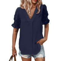 Ženska modna ležerna majica s kratkim rukavima s kratkim rukavima V-izrez Top bluza Pulover AQ