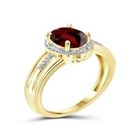 1. Carat Garnet dragulja i naglasak bijelog dijamantnog prstena