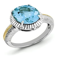 Primal Silver Sterling Silver rodij sa bljeskalicom zlato-ploča svjetlo Švicarski plavi topaz prsten
