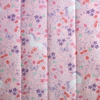 + BELLA Unicorn Floral Pink 8-dijelni set posteljine od mikrovlakana-Twin