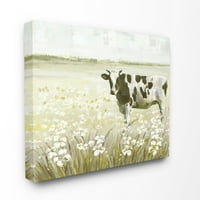 Stupell Kućni dekor krava u pašnjaku zeleni pejzaž slika životinja na platnu zidna umjetnost od strane Main
