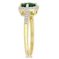 Miabella ženski karat T. G. W. stvorio smaragdni i karatni dijamant 10kt žuto zlato oreol prsten