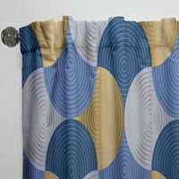 Designart 'Retro Luxury Waves In Blue and Gold X' Mid-Century Modern Curtain Panel