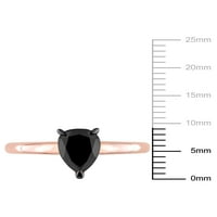 Carat T. W. Crni Dijamant 14kt ružičasto zlato suza Crni Rodijumski pasijans zaručnički prsten