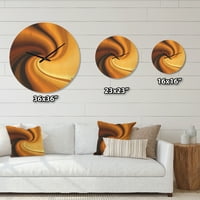 Designart 'braon i Zlatni talasi zakrivljena tekstura' Moderni drveni zidni sat
