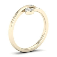 1 20ct TDW Diamond 10k zaobilazni srčani modni prsten od žutog zlata od žutog zlata