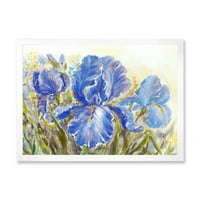 Designart' Blue Irises Blossoming Flowers ' Tradicionalni Uokvireni Umjetnički Print