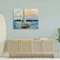 Stupell Industries Vivid Nautical sailboat Landscape painting Gallery Wrapped Canvas Print Wall Art, dizajn