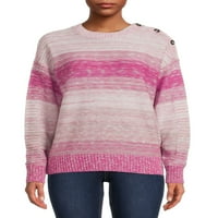 Time and Tru ženski džemper sa ramenima na dugmad, lagan, veličine XS-XXXL
