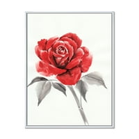 Designart' Drevni Cvijet Crvene Ruže I ' Tradicionalni Uramljeni Platneni Zidni Umjetnički Print