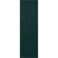 Ekena Millwork 12 W 61 H True Fit PVC Centar X-Board seoska kuća sa fiksnim nosačem, termo zelena