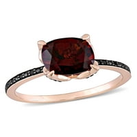 3-karatni T. G. W. granat i crni dijamant-Accent 10kt koktel prsten od ružičastog zlata