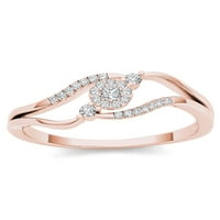1 8Ct TDW dijamant 10k klaster ružičastog zlata podijeljen prsten