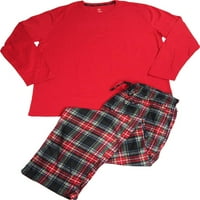 Hanes veliki muški dres pleten i Microfleece sleep Lounge pidžama set pantalona, crvena crna karirana XXXXX
