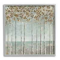 Stupell Industries visoka stabla breze Cvjetajući jesenji listovi slika siva uokvirena Umjetnost Print zid
