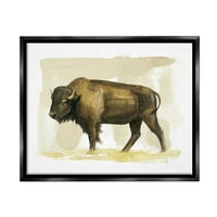 Stupell Bison Ruralna Životinja Akvarelne Životinje I Insekti Slikarstvo Crni Plutač Uokviren Art Print Wall Art