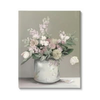 Stupell Industries bezvremenski buket cvijeća miješani cvjetovi s uzorkom Galerija vaza sa omotanim platnom