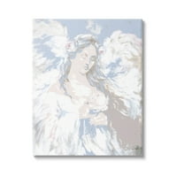 Stupell Industries elegantna anđeoska ženska Galerija slika bijele ruže umotana platnena štampa zidna umjetnost,