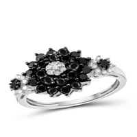 JewelersClub 0. Srebro 1. Karatni crno-bijeli dijamantski prsten za žene