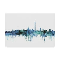 Zaštitni znak Fine Art 'Washington DC Blue Teal Skyline' Canvas Art by Michael Thpsett