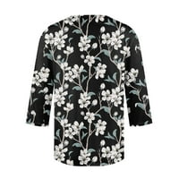 Bazyrey dukseri za žene plus veličine dugih rukava trendi cvjetni ispis labavi bluze okrugli vrat casual