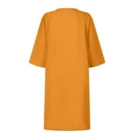 Ženske haljine iznad koljena modna čvrstog lakta-linijska haljina V-izrez narančasta L