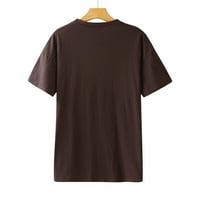 Moonker Womens Tops Košulje za žene Bluze za prevelike majicu kratkih rukava Top Vintage Print 2xl Brown