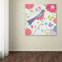Zaštitni znak Likovna umjetnost' Damast Floral and Bird II v2 ' platno Art by Farida Zaman