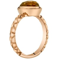 Oravo CT ovalni oblik žuti citrinski solitaire prsten u 14K ruž zlatu