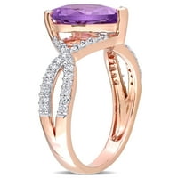 1-karatni T. G. W. ametist i karat T. W. Diamond 14k prsten za srce od ružičastog zlata