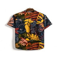 Košulje za muške havajske otisnute posteljine labave kratkih rukava casual gumbe dole Henley majica na plaži
