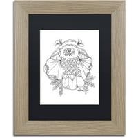 Zaštitni znak Likovna umjetnost Flower Owl Umjetnost platna KCDoodleArt Black Matte, okvir od breze