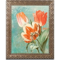 Zaštitni znak Likovne umjetnosti Tulips ablaze II platno umjetnost by bolovka pekara, zlatni ukrasni okvir