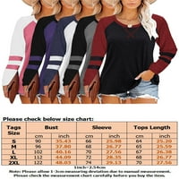 Uhndy Women Pen Ležerne prilike sa labavim prugastim majicama dugih rukava kontrastni pulover vrhovi bluze