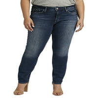 Silver Jeans Co. Ženske Plus Size Suki farmerke sa ravnim nogama srednjeg rasta veličine struka 12-24