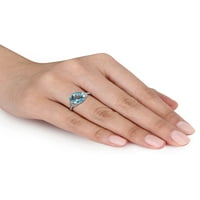 4-karatni T. G. W. Švicarski plavi Topaz i karatni T. W. dijamant 14kt koktel prsten od bijelog zlata