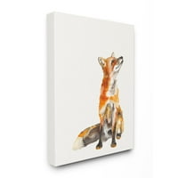 Stupell Kućni dekor radoznao za akvarel narandžastu sliku životinja na platnu zidna Umjetnost Jennifer Goldberger