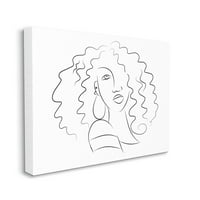 Stupell Industries ženska linija portret kovrčava kosa modni detalj platneni zid Art, 20, dizajn Deidre Mosher