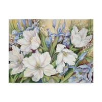 Zaštitni znak likovne umjetnosti' bijeli tulipani plava Iris ' platno Art Joanne Porter