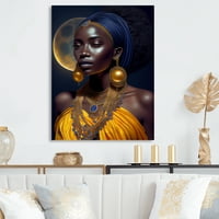 Designart Plava Kraljica Afrička Žena Pod Mjesecom I Umjetnost Na Platnu