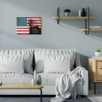 Stupell Industries Američka zastava SAD Rustic Bald Eagle Design Super Canvas Zidna umjetnost Daniel Sproul