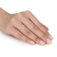Miabella ženski 1-karatni T. G. W. ovalno rezani Morganit i karat T. W. dijamant 10kt Ovalni oreol prsten