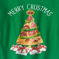 Dječaci veseli Crustmas Pizza Xmas Tree Božićni odmor s dugim rukavima XS4-5