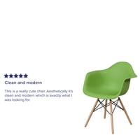 Flash nameštaj Alonza serija Zelena plastična stolica sa drvenim nogama