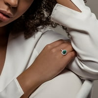 Miabella ženski 3 - CT Ovalni rez kreiran smaragd kreiran bijeli safir 10kt oreol prsten od bijelog zlata