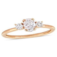 Carat T. W. Diamond 14kt zaručnički prsten od ružičastog zlata od tri kamena