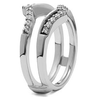Chevron Prong Set vjenčani prsten čuvar u Sterling srebru