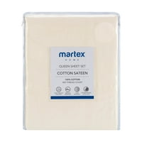 Marte Thread Count Solid Sateen Cotton Ivory King Sheet Set