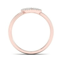 1 10ct TDW dijamant 10k ružičasto zlato otvoreno srce modni prsten